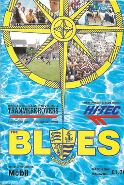 Southend United v Tranmere Rovers Match Programme 1992-04-25